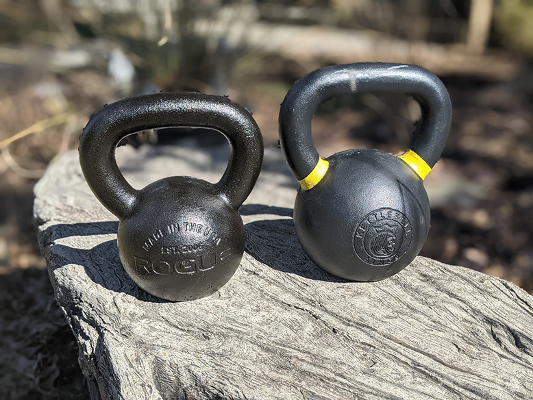 25 lb. Rogue Fitness E-Coat and 35 lb. Kettlebell Kings Powder-Coat Kettlebells 25 lb. Rogue Fitness E-Coat and 35 lb. Kettlebell Kings Powder-Coat Kettlebells
