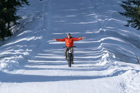 Bike riding in the snow